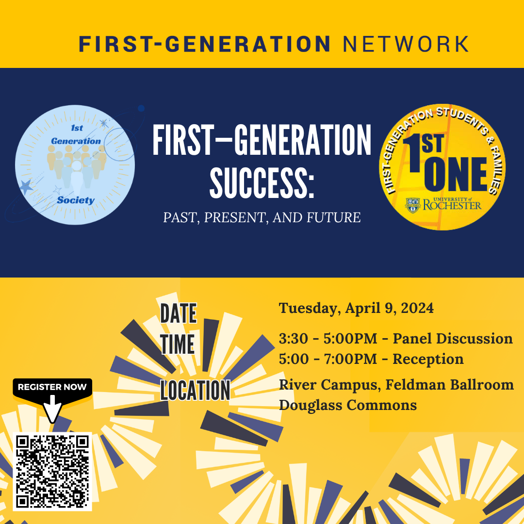 First-Generation Success Event information and QR code