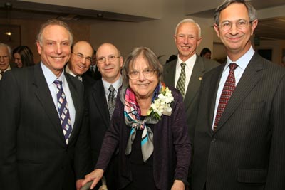 From left: Steven Feldon, Edmund Hajim,
Mark Taubman, Adeline Lutz, Robert
Goergen, Joel Seligman