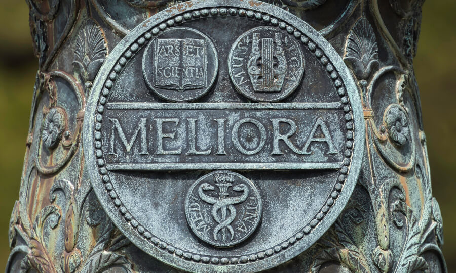 Meliora seal at University of Rochester