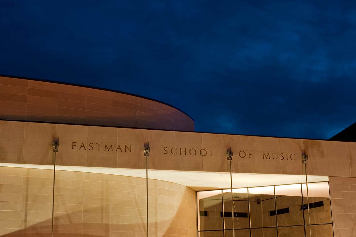 Eastman School of Music building with music school name