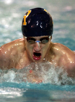 Chris Jensen swam the second leg for a 200 yard medley relay taem that finished in second place.