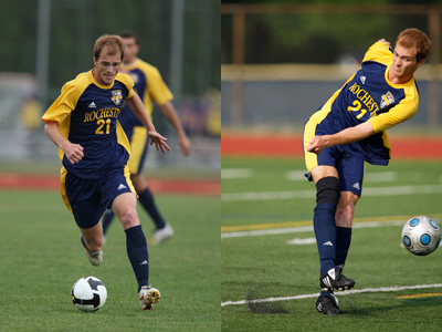 Senior forward Scott Cady's back to back game winning goals helped Rochester move into a first place tie in the UAA.