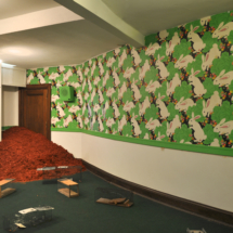 Animal traps, cedar chips and altered wallpaper