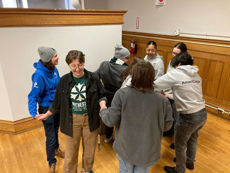 A group of people working together.