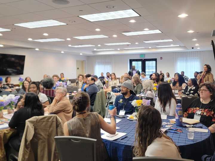 A view of a full audience.