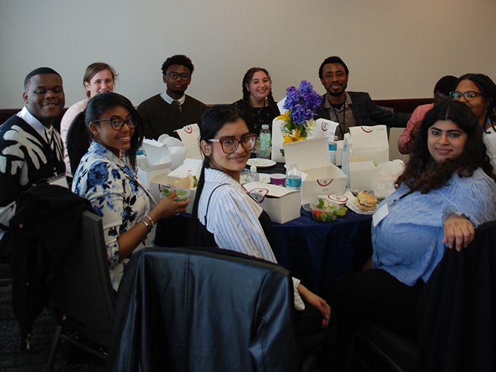 A table full of attendees.