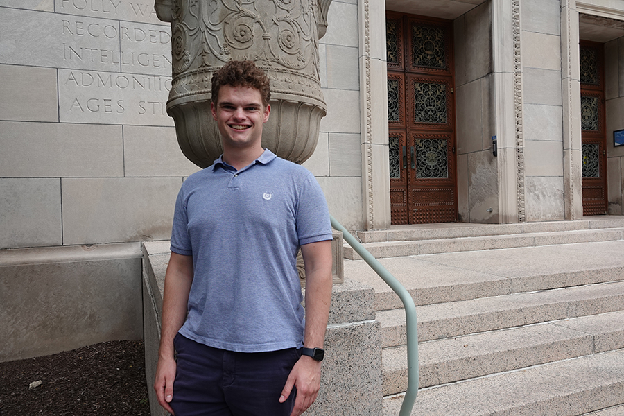 Jack standing in front of Lattimore Hall.