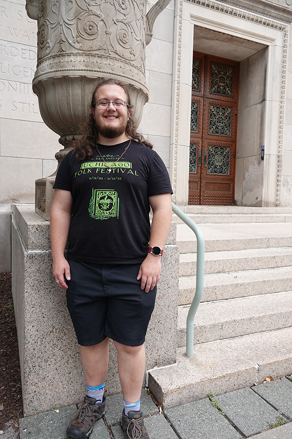 Tristan standing in front of Lattimore Hall.