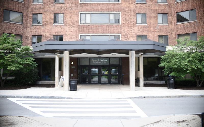 Front doors of Susan B. Anthony residence hall