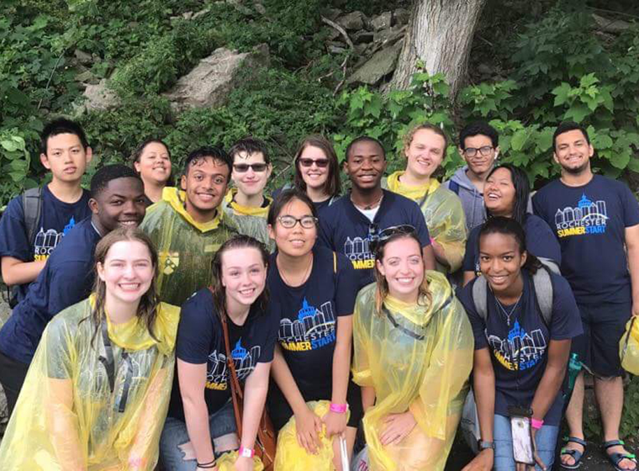 Photo of previous Summer Start students at Cave of the Winds in Niagara Falls, New York