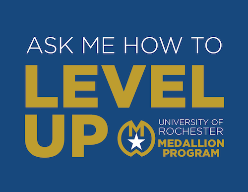 Ask me how to level up adjacent to the medallion program logo