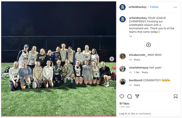 Members of the University's field hockey club team celebrating their state championship win