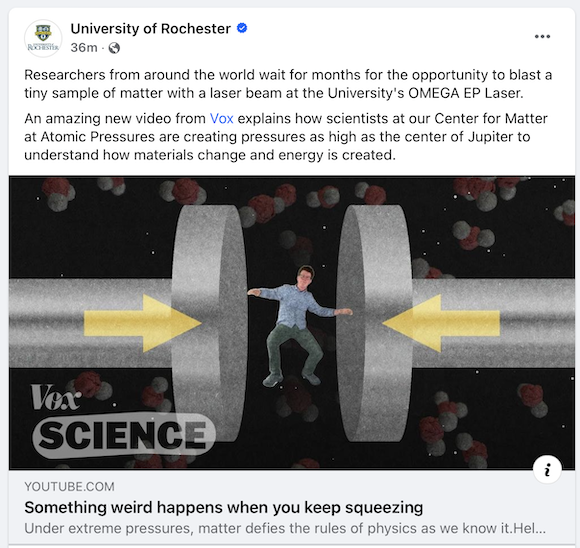 Screenshot of the University's Facebook page. An illustration of a man at the center of two magnets, with arrows pointing inward. 