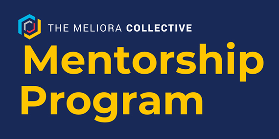 A blue, yellow, and white graphic that says "THE MELIORA COLLECTIVE Mentorship Program."