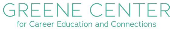 A white and green logo that says, "GREENE CENTER for Career Education and Connections"