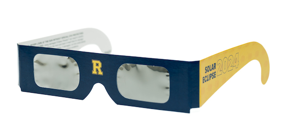 University of Rochester-branded safety glasses for viewing the April 8 total solar eclipse 