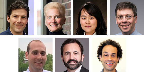 7 headshots. Top row, from left to right: Jaime Cardenas, Diane Dalecki, Regine Choe, and Steve McAleavey. Second row: Jared MEreness, Ed Lalor, and Mark Buckley