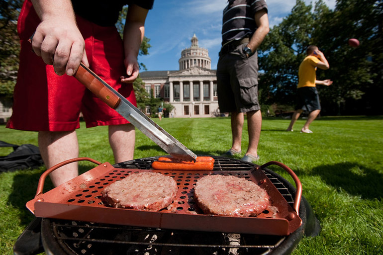 students barbecuing on the quad