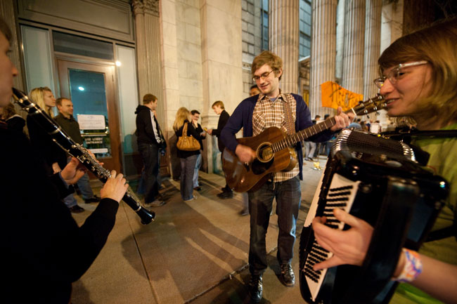 musicians perform outside