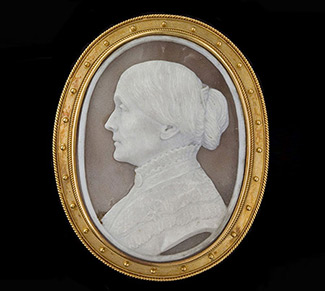 locket with cameo of Susan B. Anthony