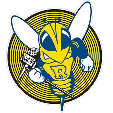 logo for The Sting features Rocky yellowjacket mascot holding a microphone