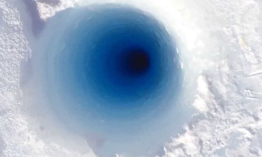 What sound does ice make when it’s dropped 90 meters into an Antarctic