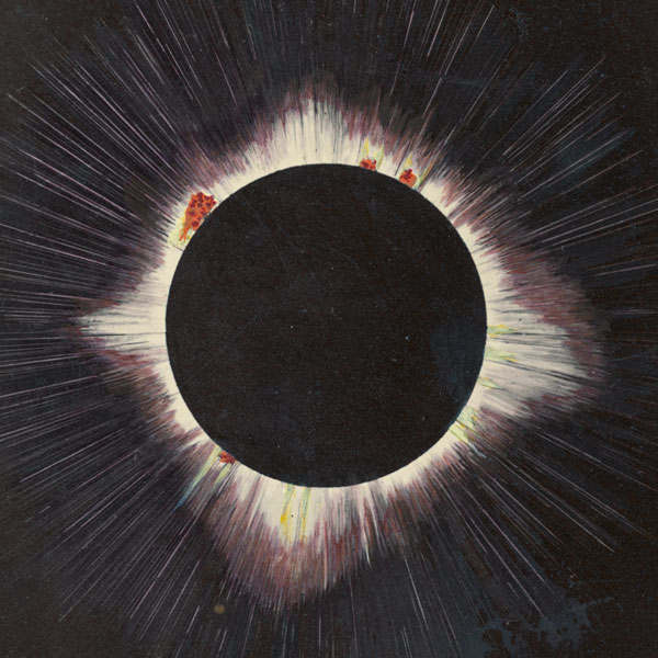 Rendering of the total solar eclipse and solar corona of August 1869.