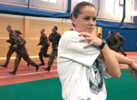 PT Bruiser: Cadets attend physical training—PT, as they refer to it—twice a week at the Goergen Center.