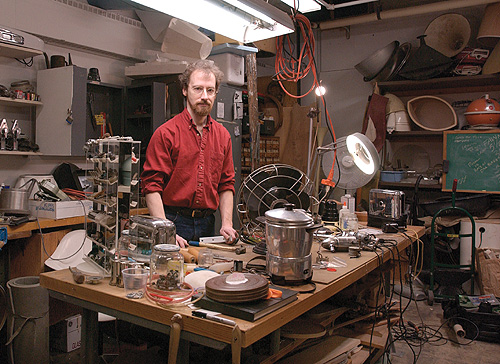 Art’s Work: Topolski’s studio in the Sage Art Center serves both as repository for objects he has collected and as workspace for creating art.