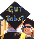 ‘Got Jobs?’ sign on mortar board