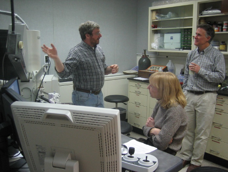 Instructors in a lab.