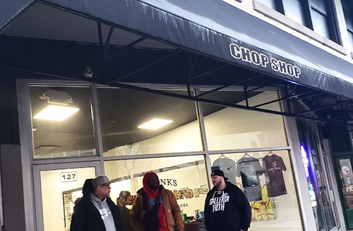 A view from outside Frank’s Chop Shop taken with permission from the people in the photo.