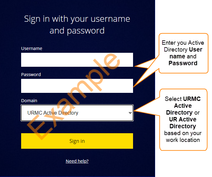 Sign in with your username and password picture