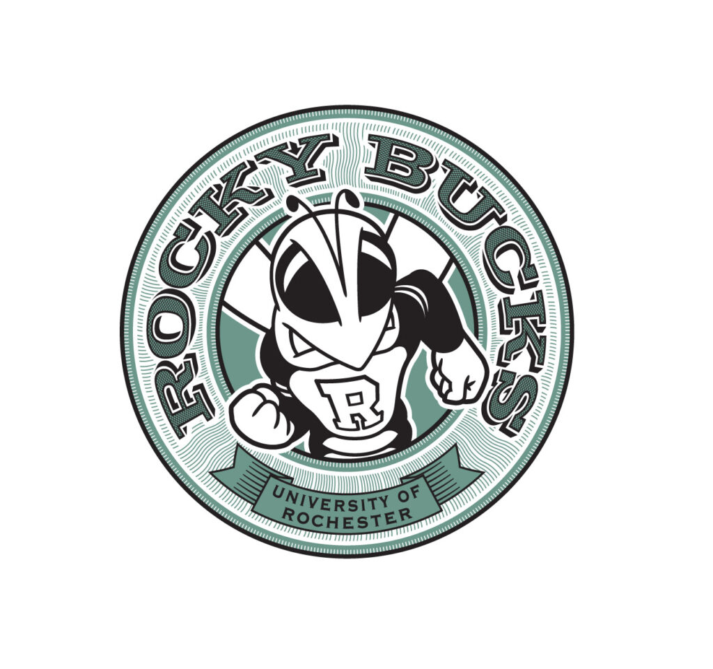 Green and white circular Rocky Bucks logo.