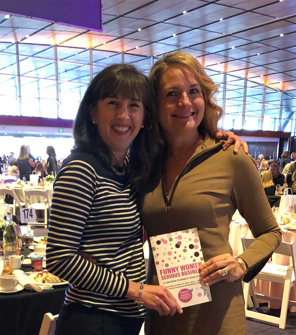 Jodi R.R. Smith ’90 and Meghan Daly Lippman ’88 at the 2019 Rosie’s Place fundraising luncheon. Rosie’s Place is the first homeless shelter for women in Boston.