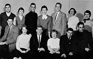 As a student, Hajim (first row, far right) was a member of a committee charged with helping plan the merger of the Men’s and Women’s Colleges.