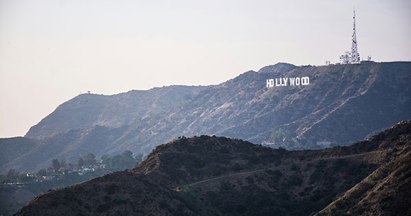 View of the Hollywood sign.