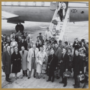 Eastman Philharmonia getting off of a plane from 1961