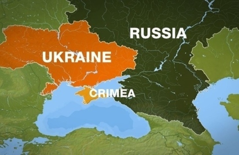 Map of Ukraine, Russia and Crimea