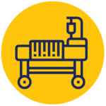 hospital bed icon with yellow circle background