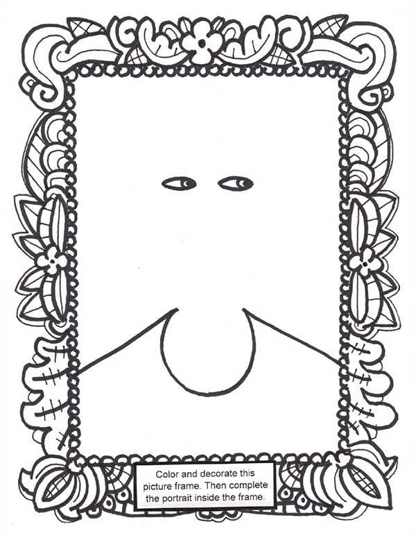 picture frame with face in the middle coloring sheet