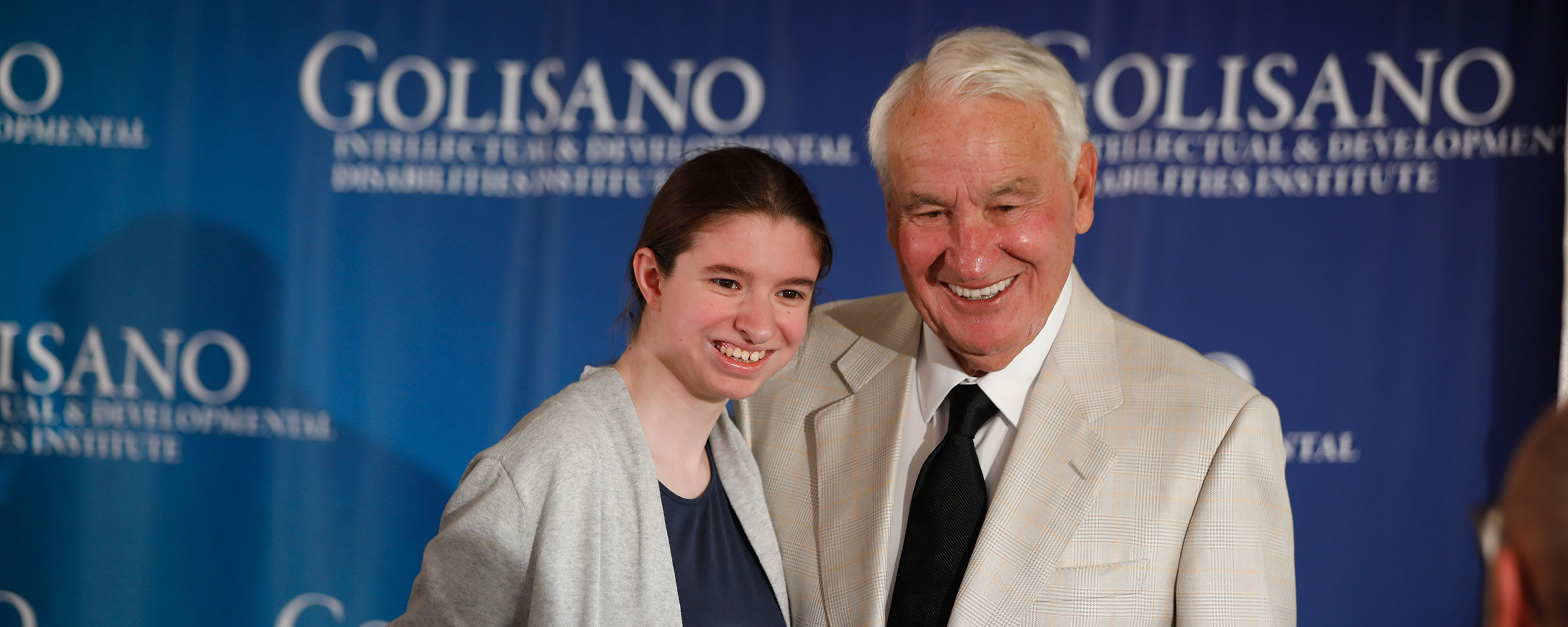 Tom Golisano poses for a picture with Shannon Salluzzo, 19, of Penfield, New York.