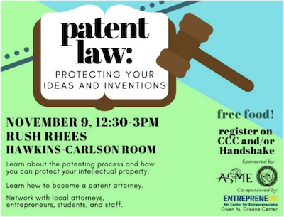 Promotional poster for Patent Law event