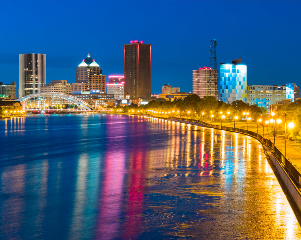 View of Rochester, NY at night