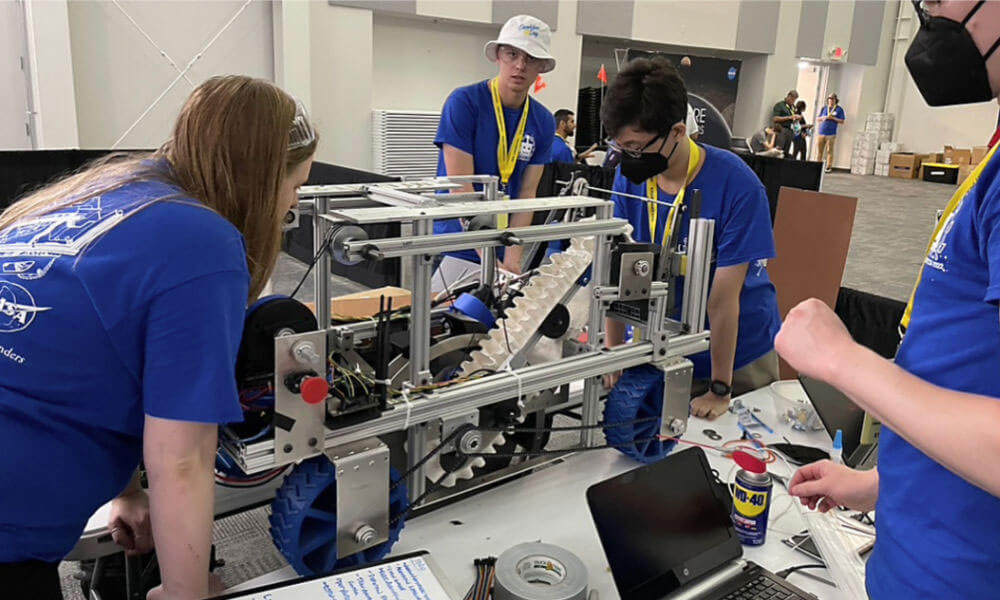 Students work on their NASA Lunabotics robot.