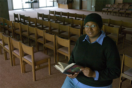 A student studying in the River Level