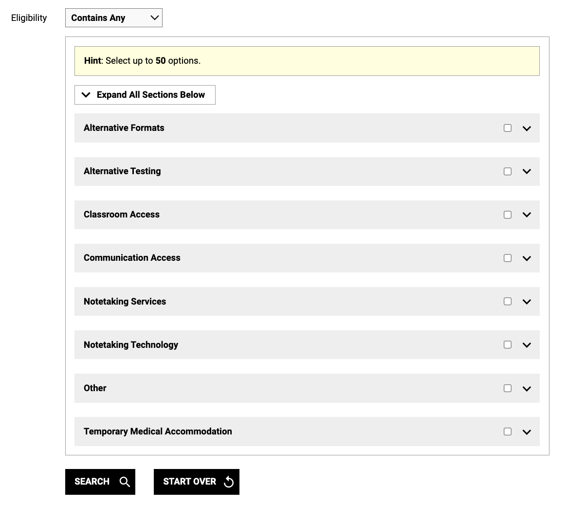 Screenshot of Eligibility Types section on instructor profile.