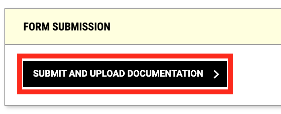 Screenshot of the Form Submission section of the profil with a red box around the Submit and Upload Documentation option.