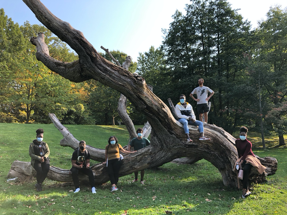 GSOC students on fall hike in 2020 at Genesee Valley Park