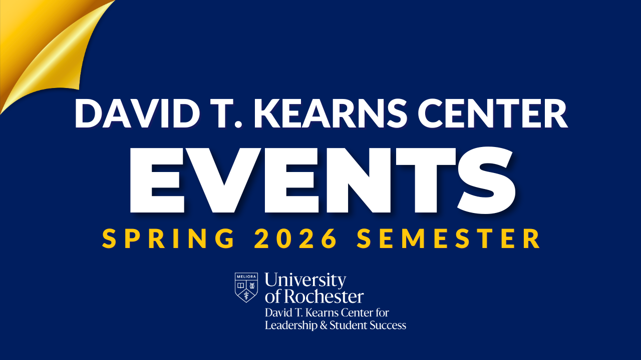A graphic of the spring 2026 semester along with the center's name and logo on a blue background.